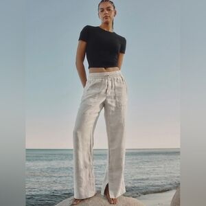 NWOT Undyed Athleta Retreat Linen High Rise Wide Leg Pant Size Medium